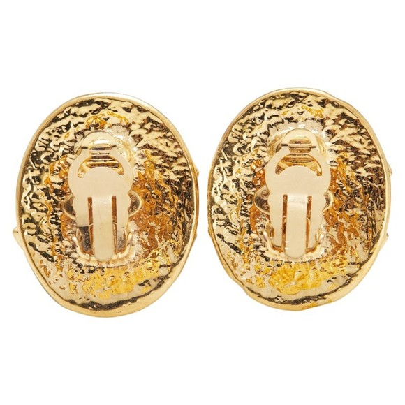 CHANEL Authentic Gold Logo Earrings - Picture 3 of 6